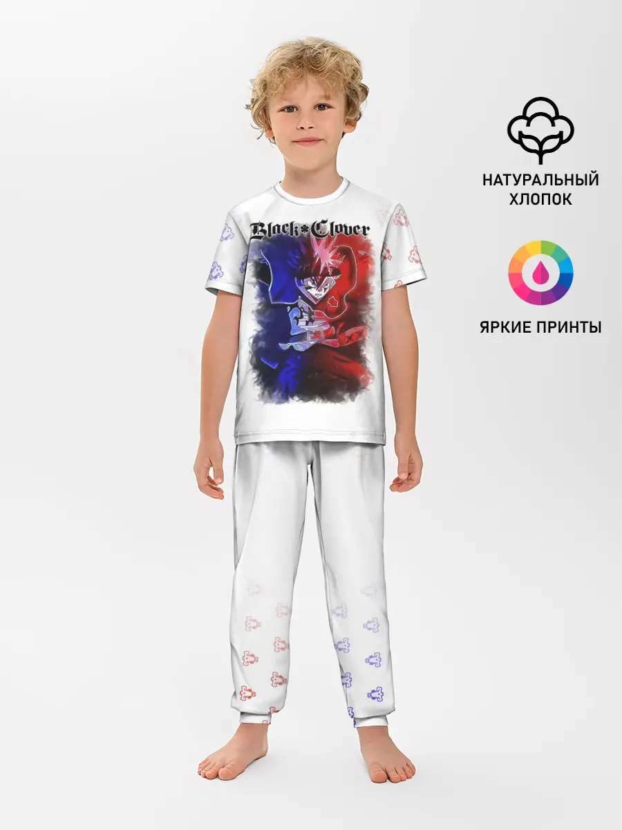 Детская пижама с брюками / Аста Чёрный клевер | Черные быки