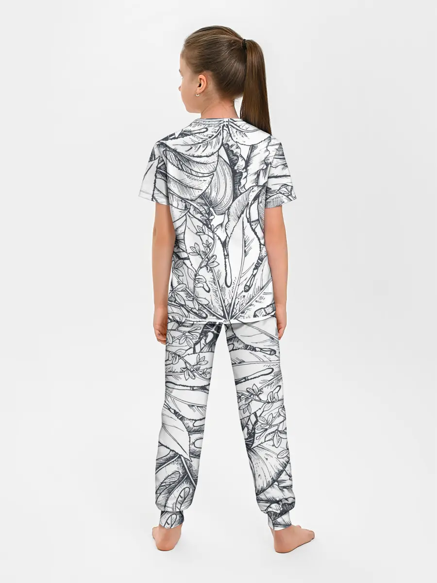 Детская пижама с брюками / Тропические листья