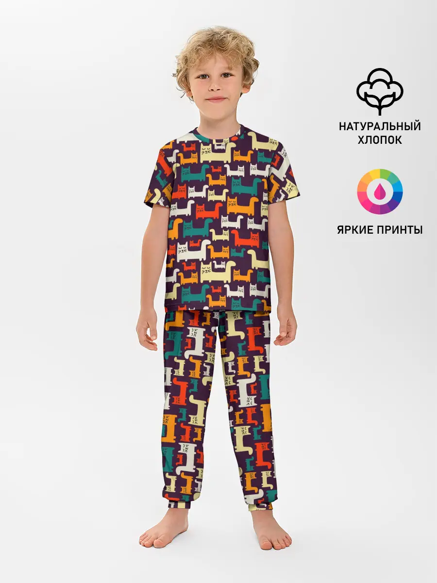 Детская пижама с брюками / Найди чёрного кота