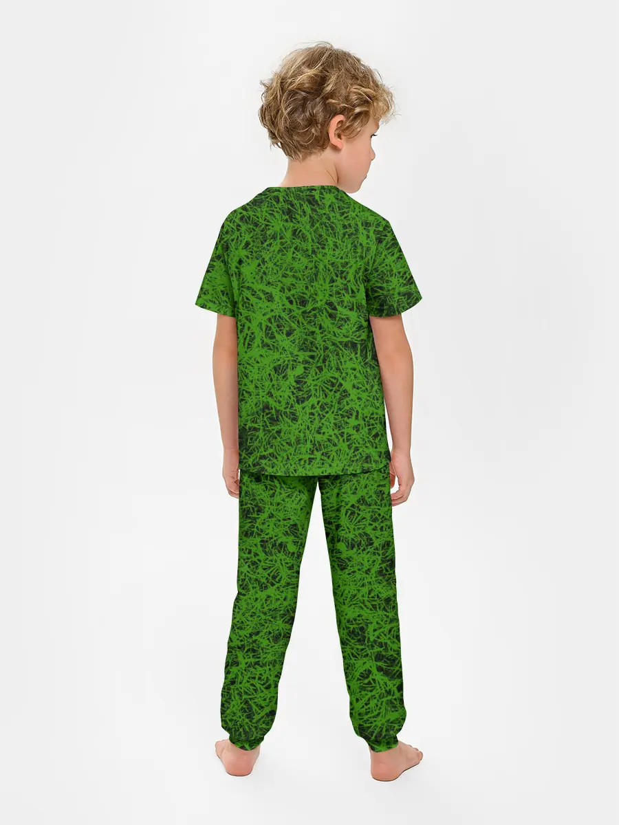Детская пижама с брюками / зелёный паттерн