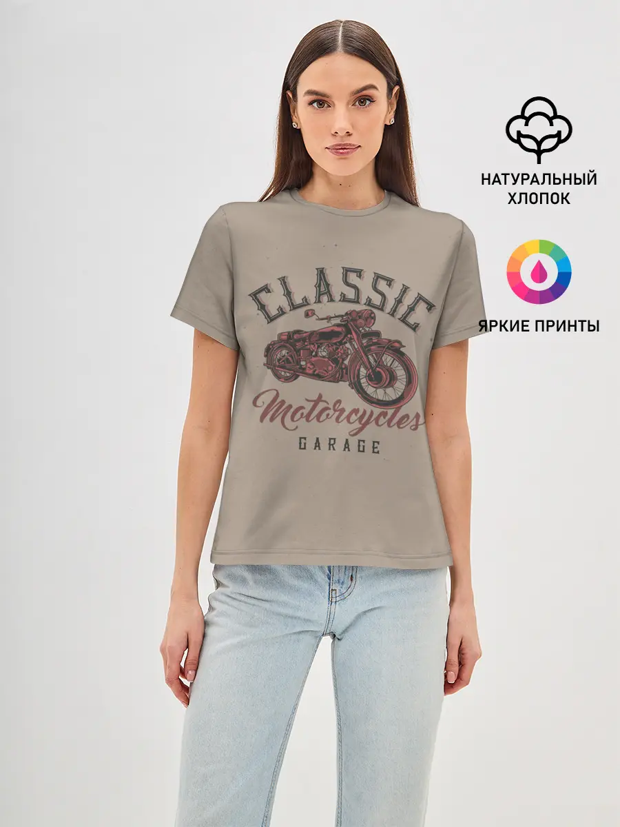 Женская базовая футболка / Классические мотоциклы