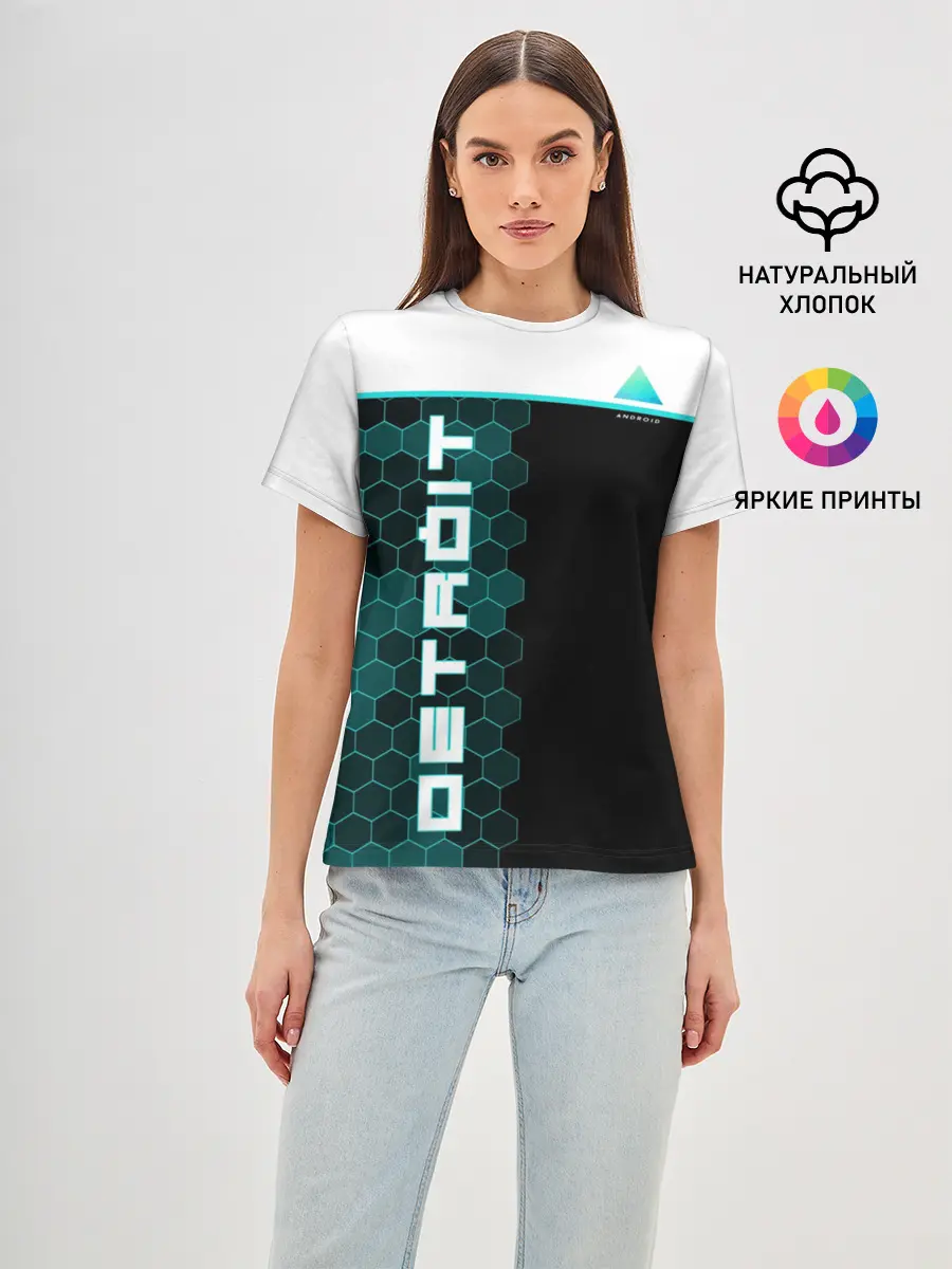 Женская базовая футболка / Детройт: Стать человеком