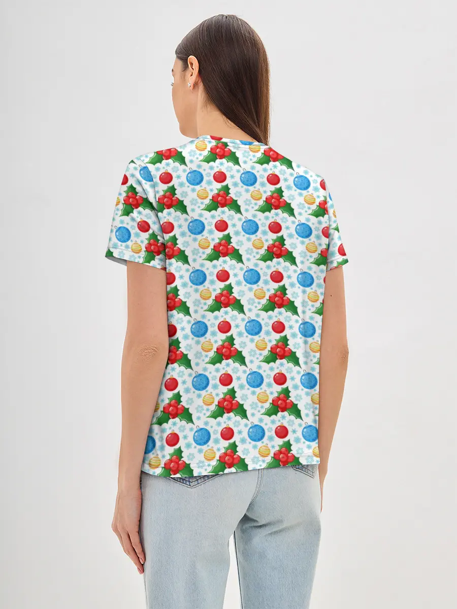 Женская базовая футболка / Новогодняя Символика