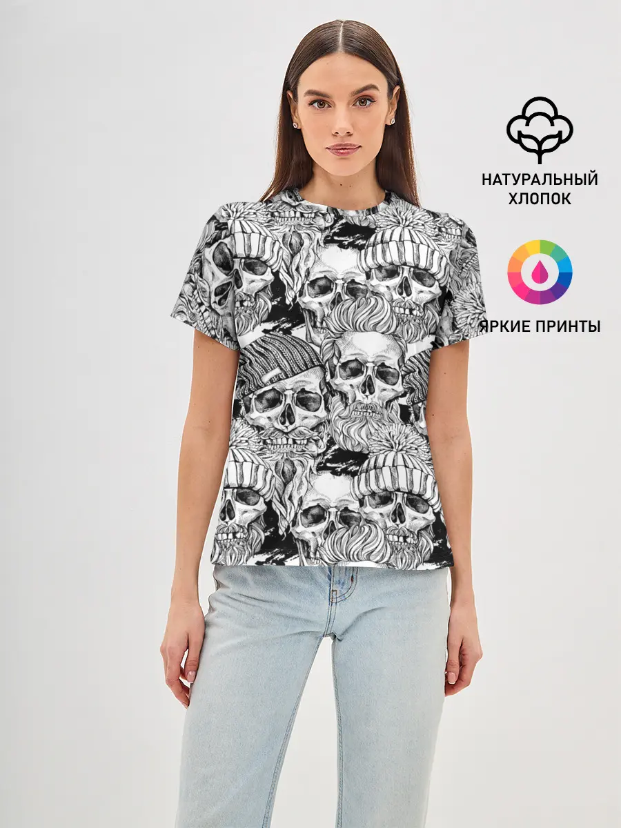 Женская базовая футболка / Human skulls