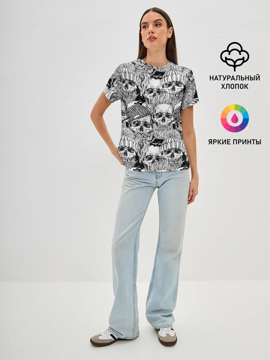 Женская базовая футболка / Human skulls
