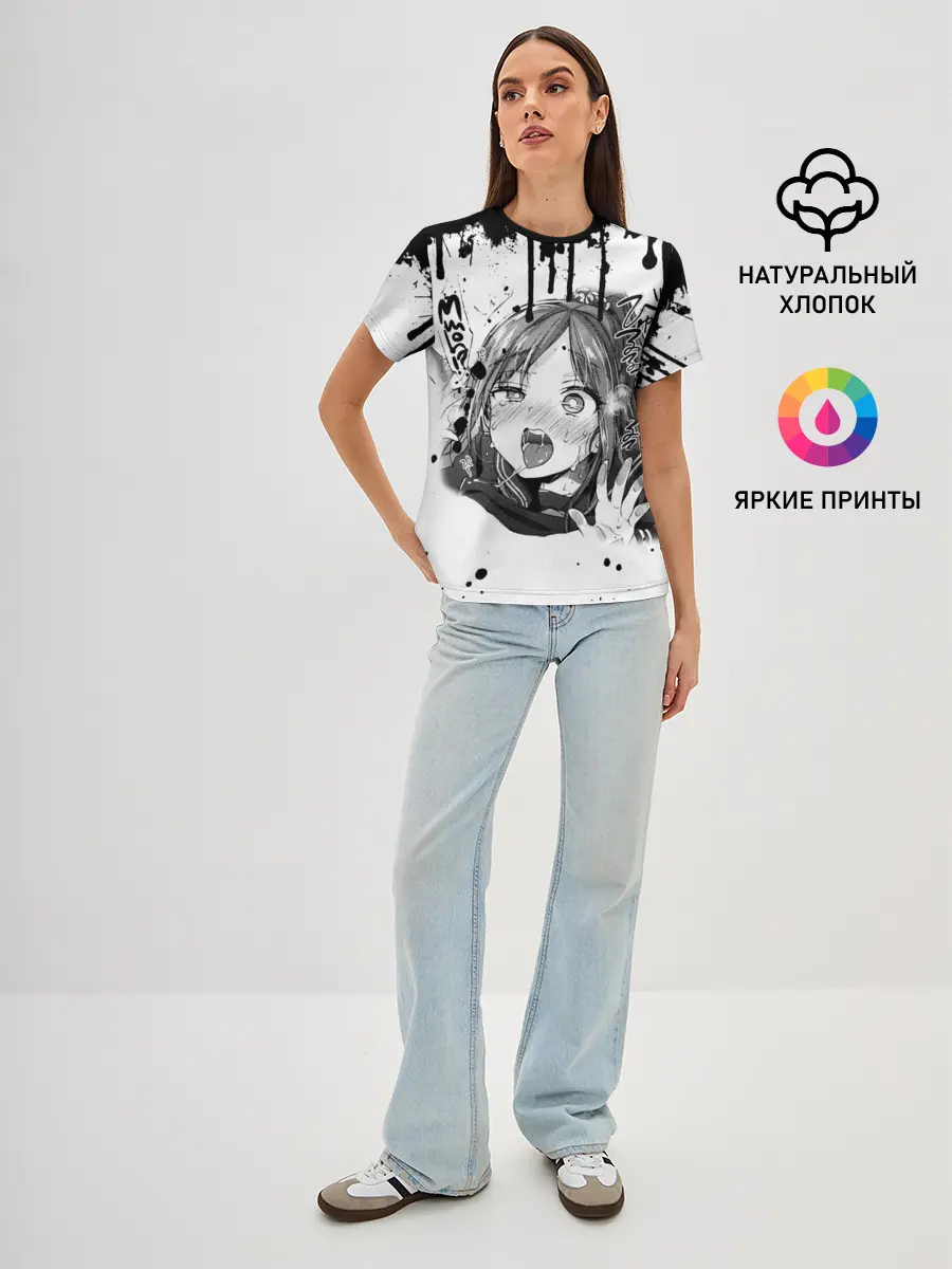 Женская базовая футболка / АХЕГАО с подтёками