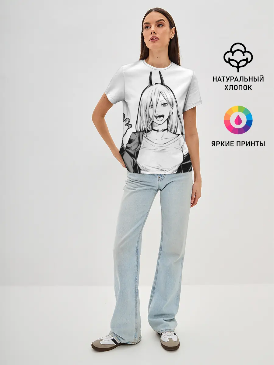 Женская базовая футболка / Black and White Anime