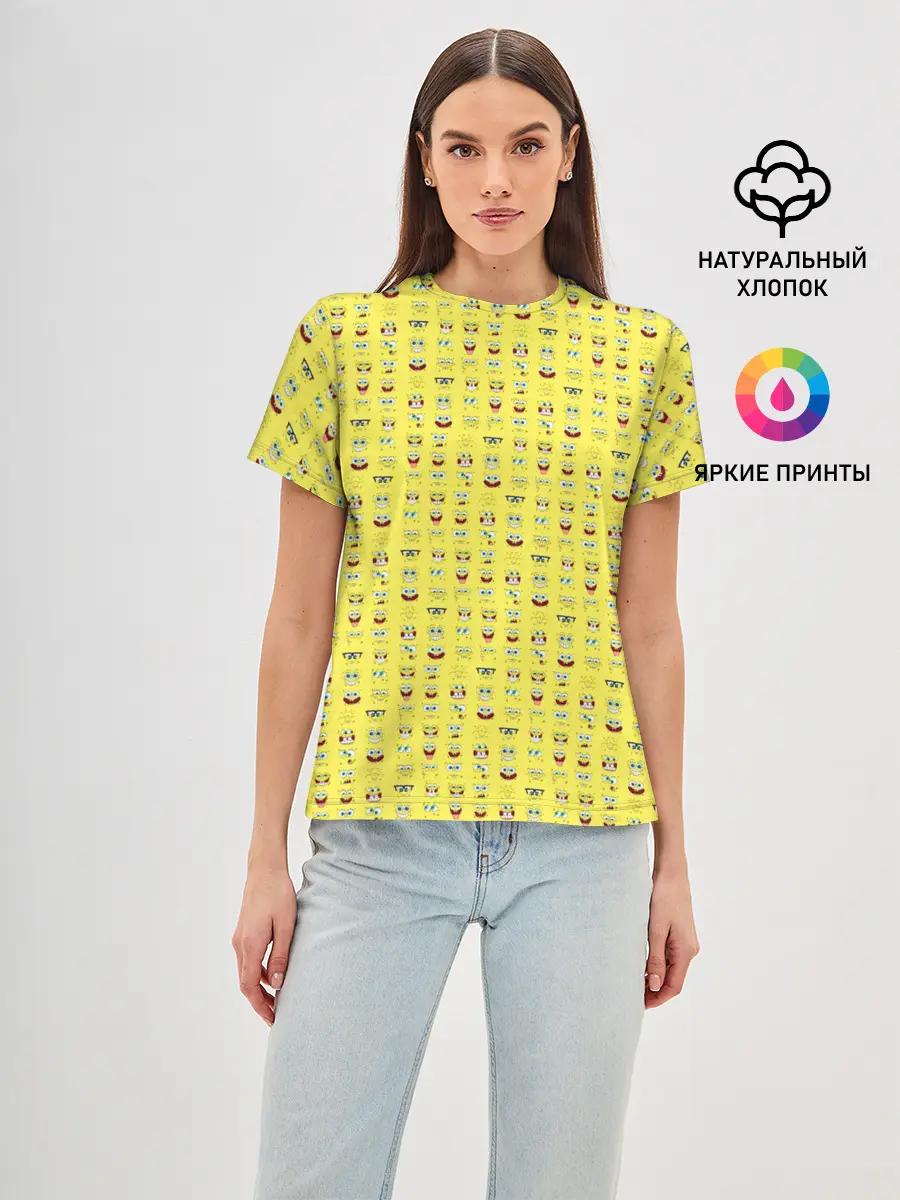 Женская базовая футболка / SpongeBobs facial expressions