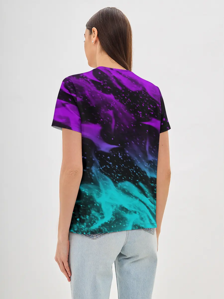 Женская базовая футболка / НЕОНОВЫЙ ОГОНЬ