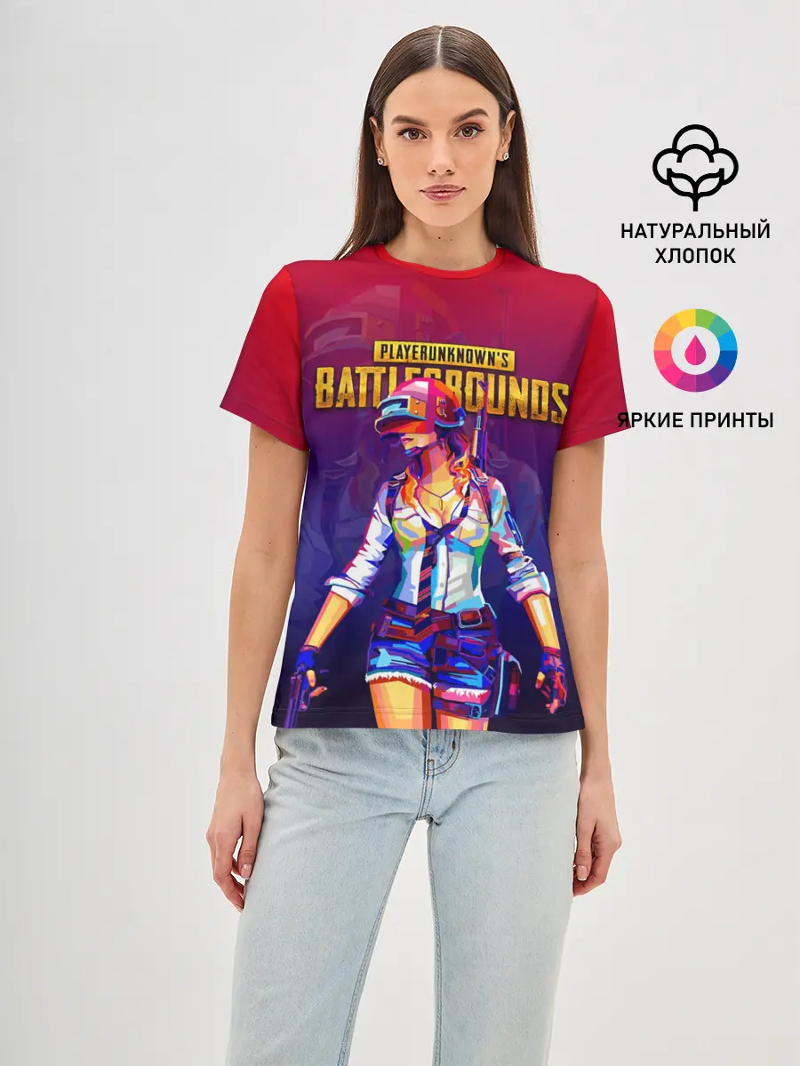 Женская базовая футболка / PUBG GIRL / ПАБГ ДЕВУШКА