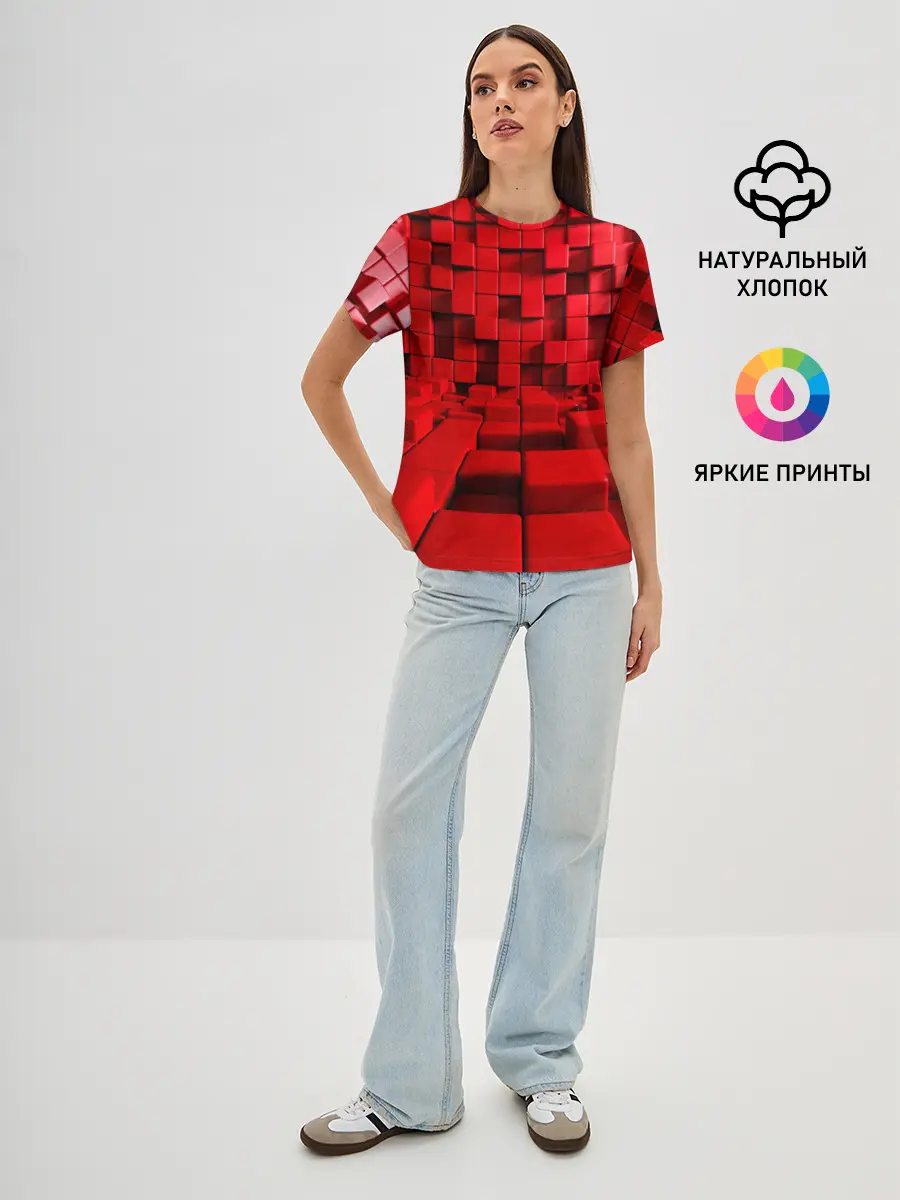 Женская базовая футболка / 3D кубики