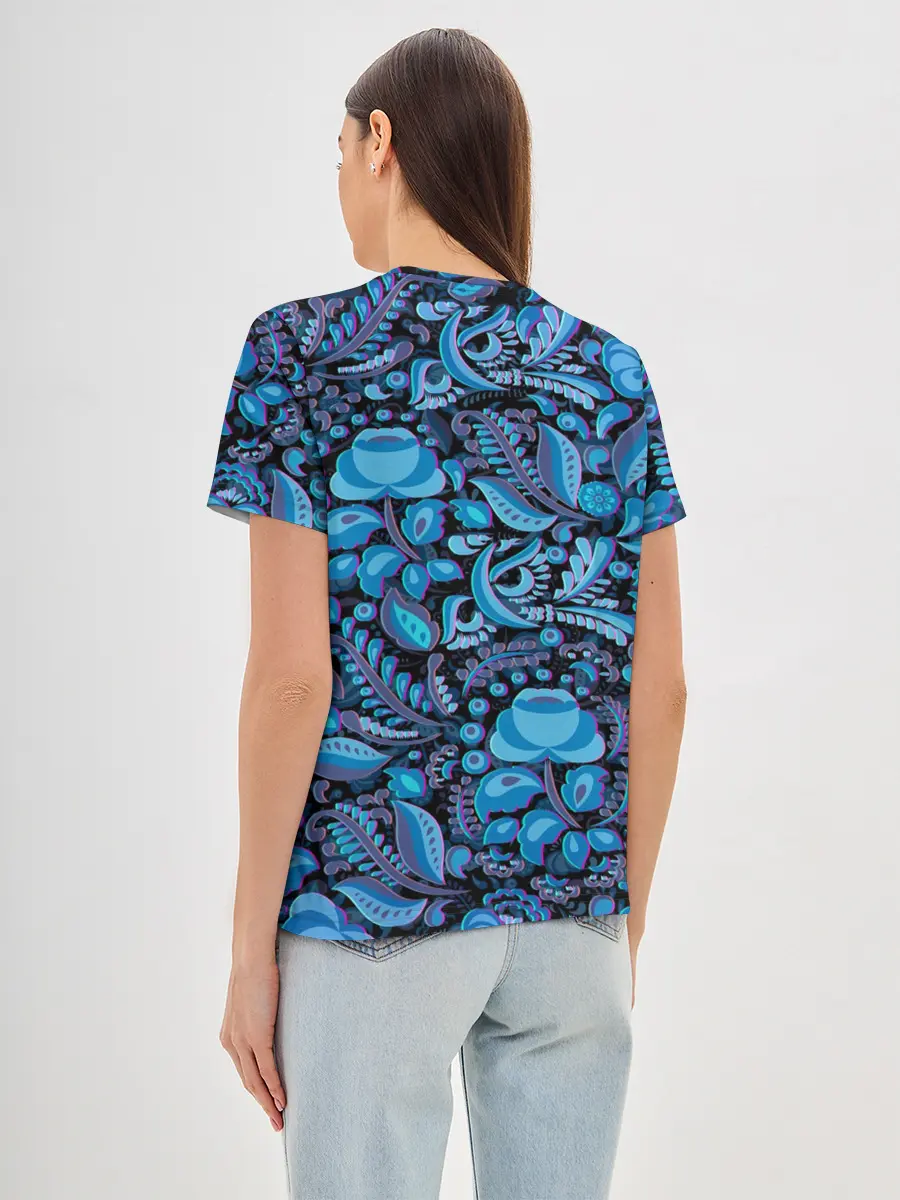 Женская базовая футболка / ГЖЕЛЬ ГЛИТЧ | GG | ГГ