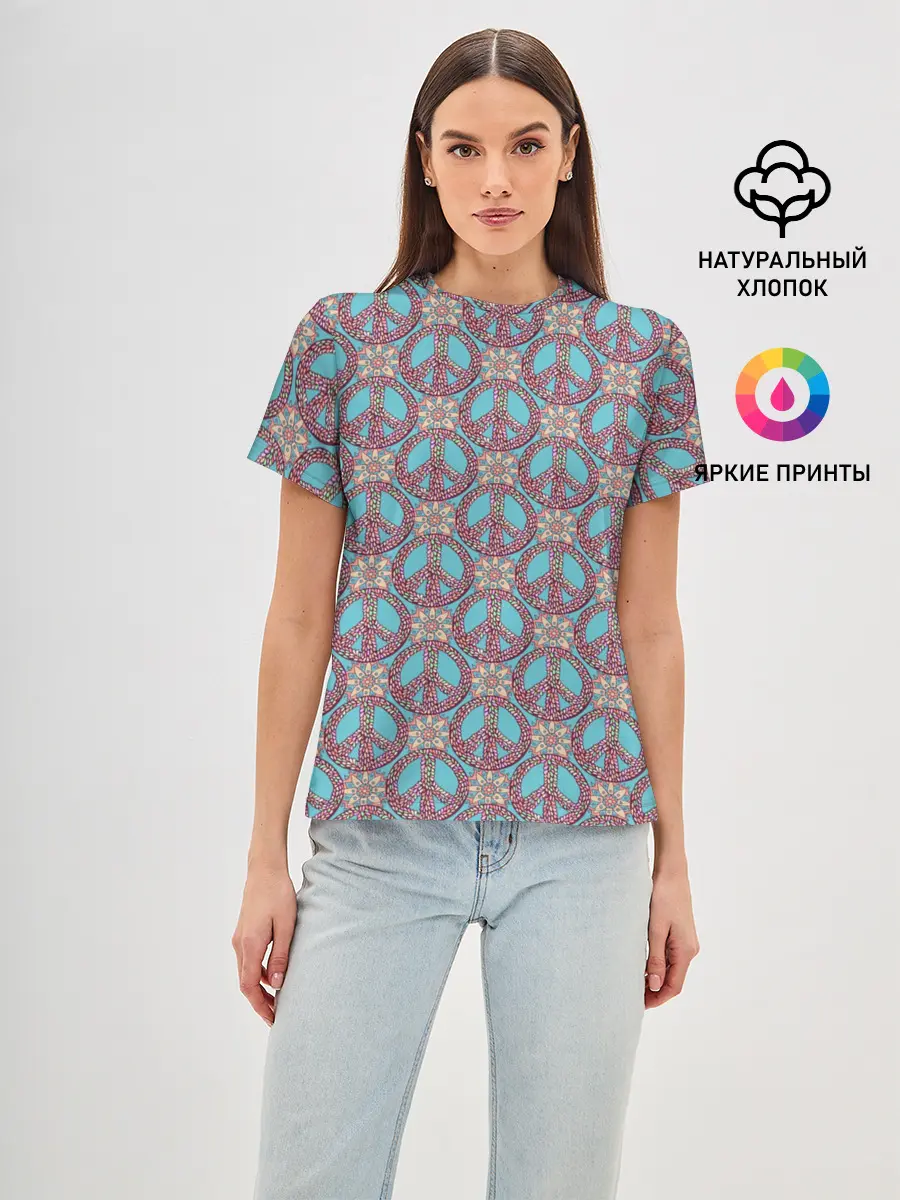 Женская базовая футболка / Символы хиппи