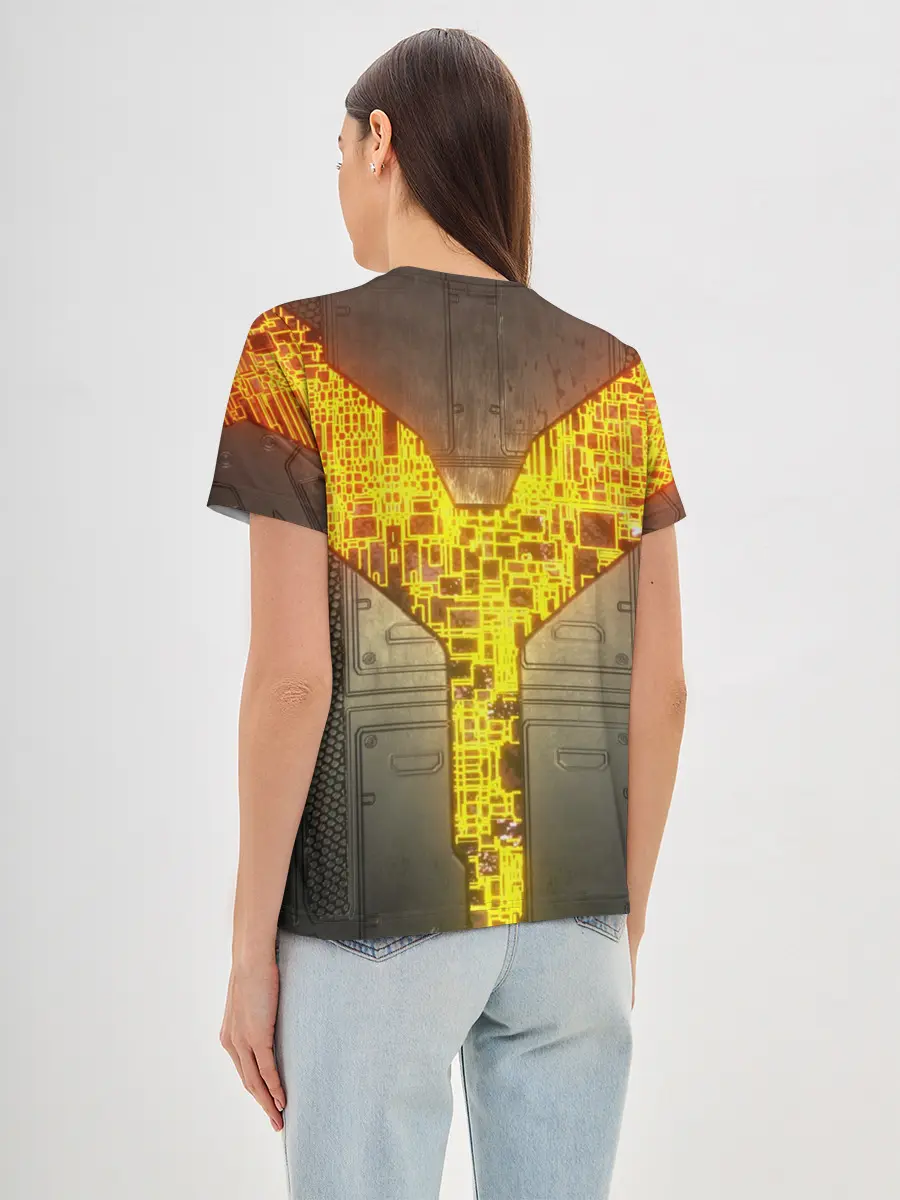 Женская базовая футболка / Неоновая внутренность 3D