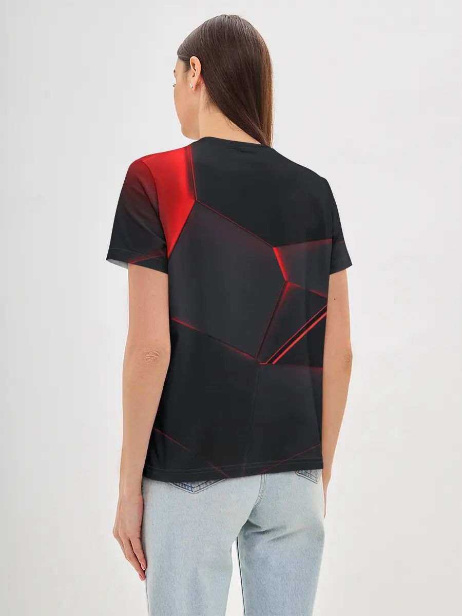 Женская базовая футболка / Красные плиты 3D