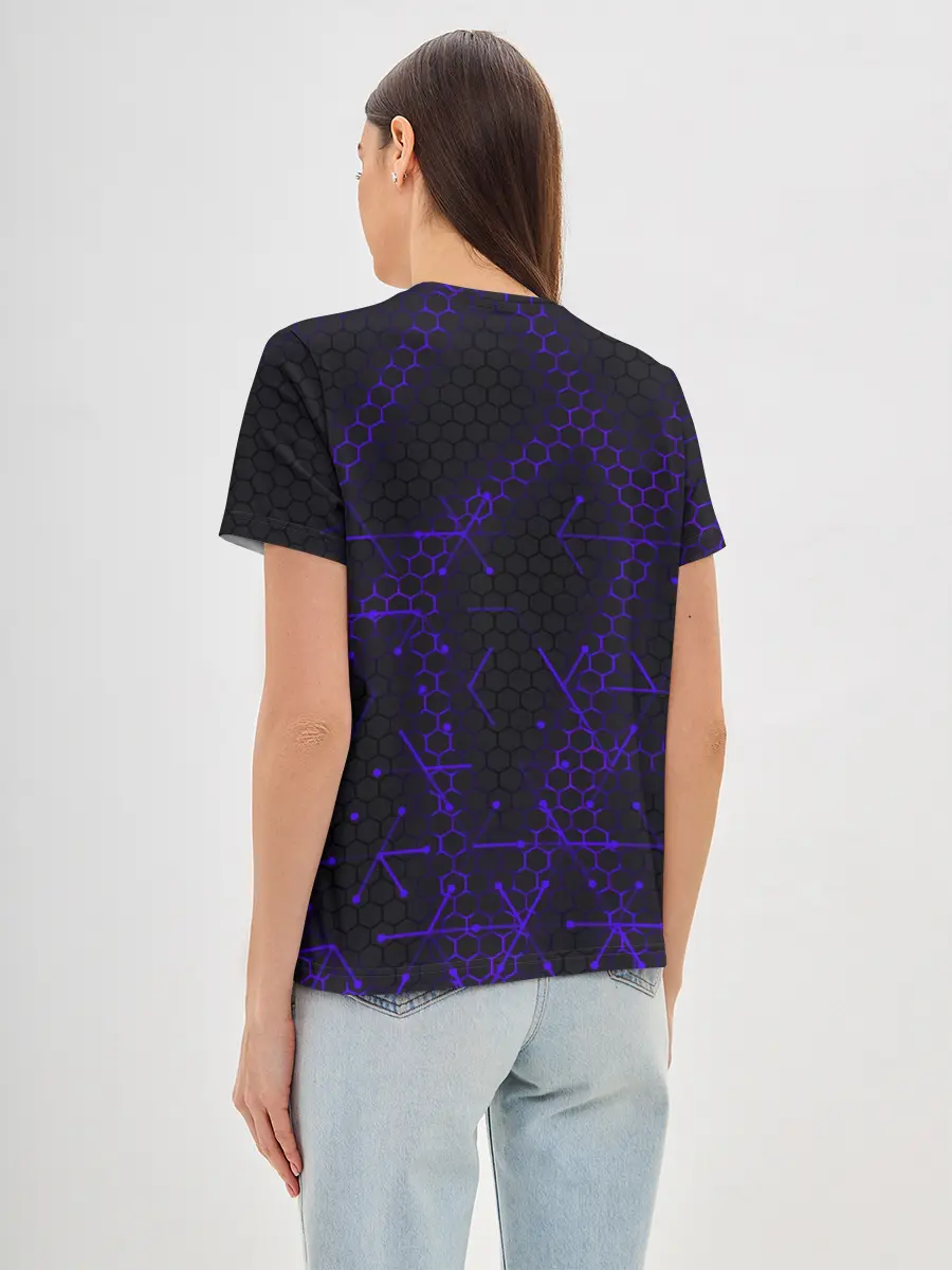 Женская базовая футболка / СТАЛЬНЫЕ СОТЫ - НЕОН.ГЕОМЕТРИЯ