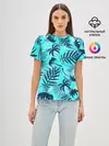 Женская базовая футболка / ТРОПИЧЕСКИЕ ПАЛЬМЫ.