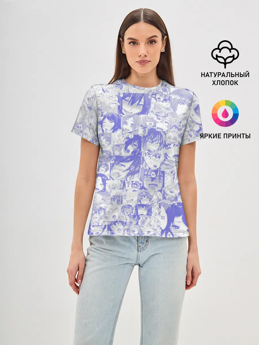 Женская базовая футболка / AHEGAO BLUE