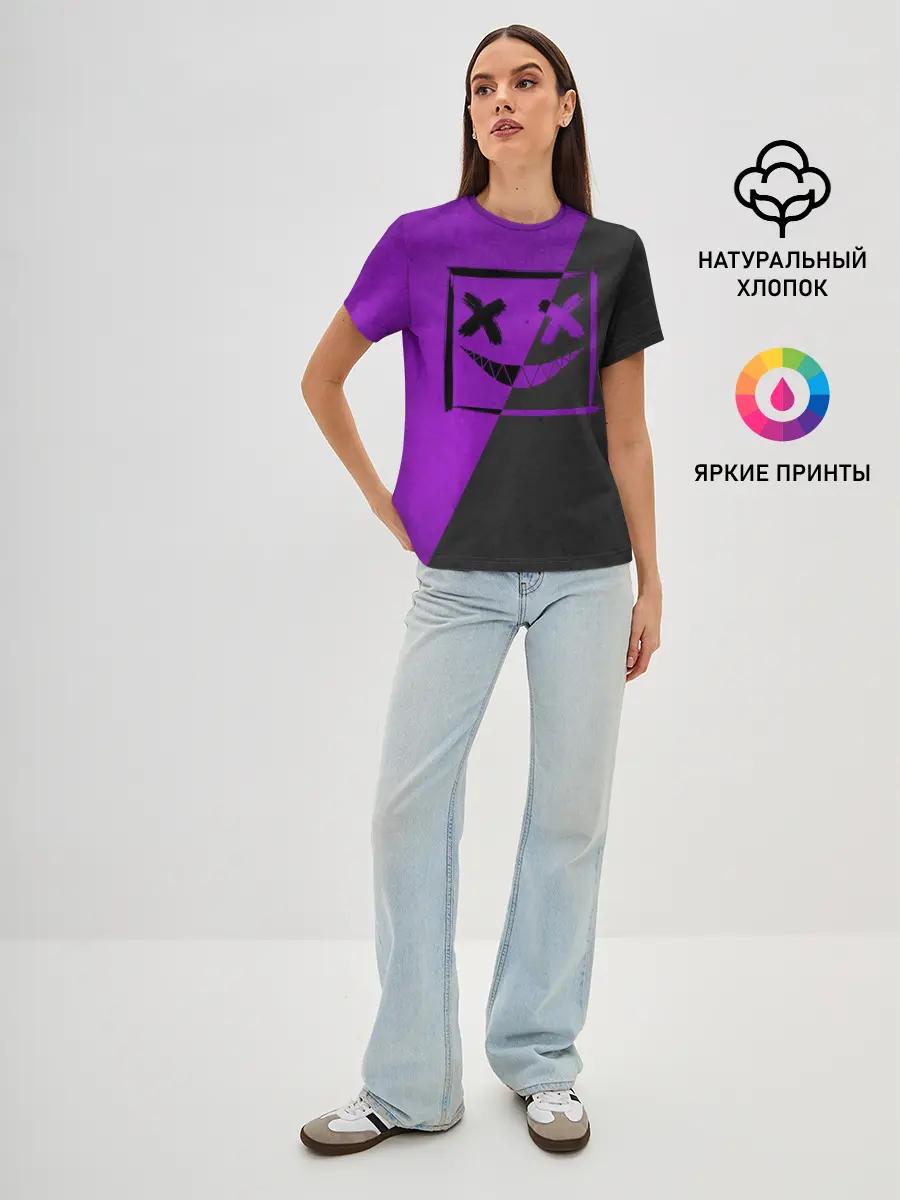 Женская базовая футболка / Purple Smile