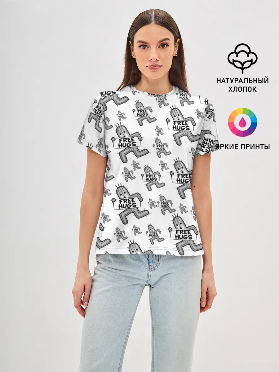 Женская базовая футболка / FREE HUGS