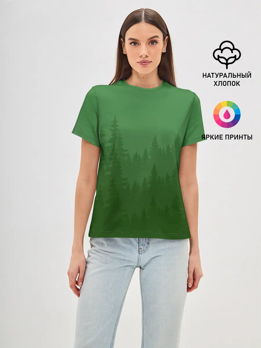 Женская базовая футболка / Зеленый Лес