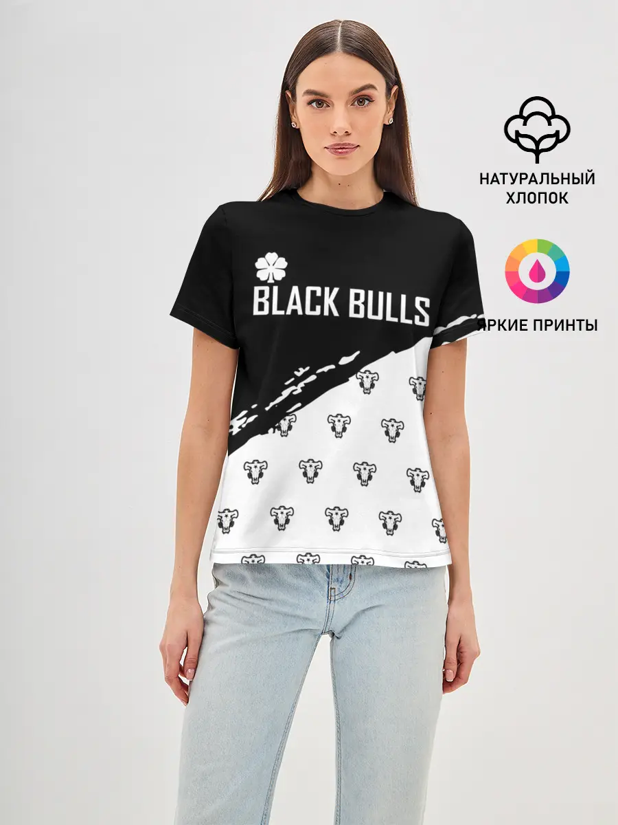 Женская базовая футболка / Черные быки | Чёрный клевер