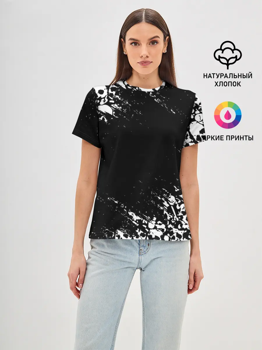 Женская базовая футболка / БЕЛЫЕ ЧЕРЕПА | WHITE SKULLS