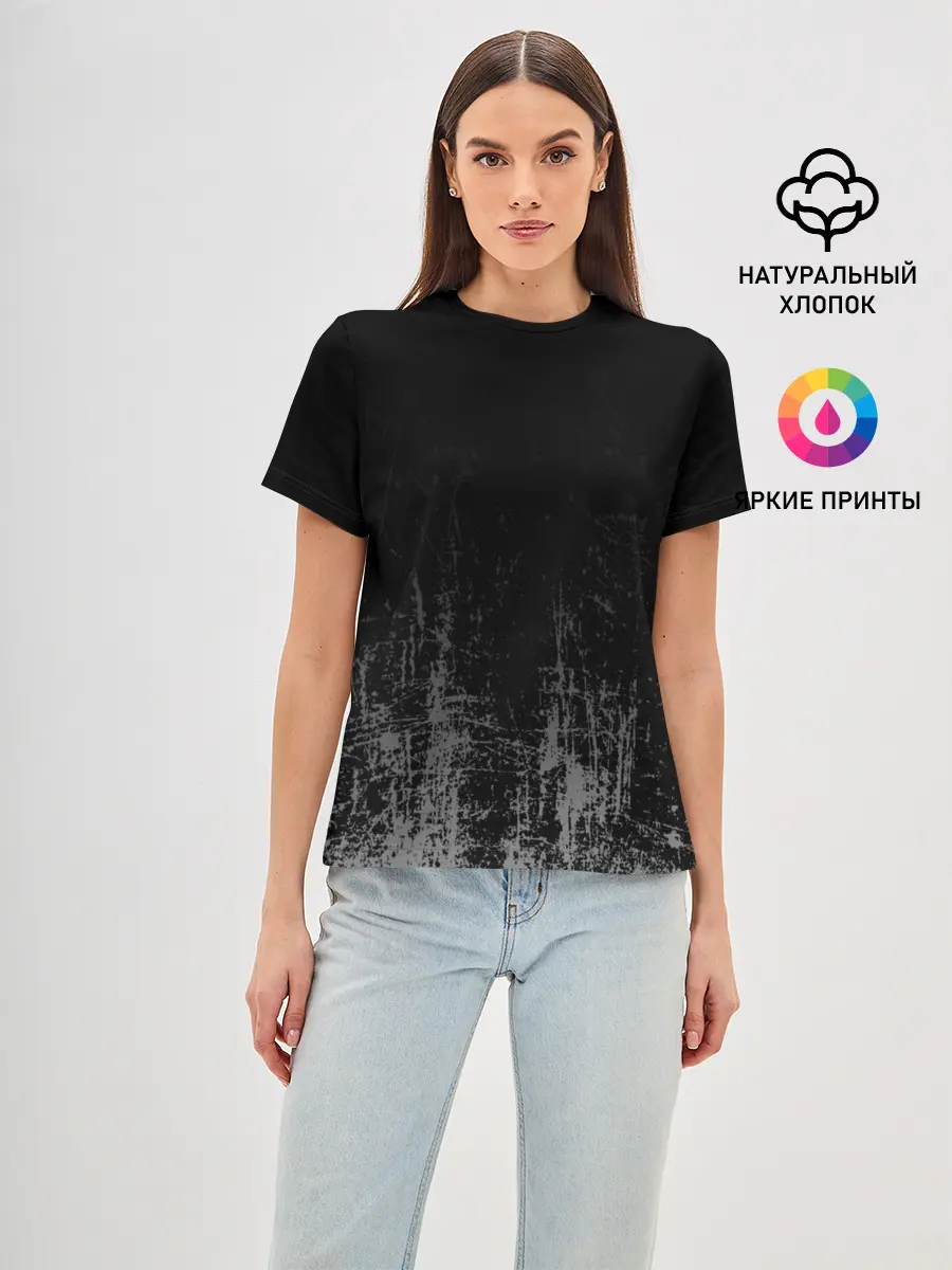 Женская базовая футболка / Black Grunge
