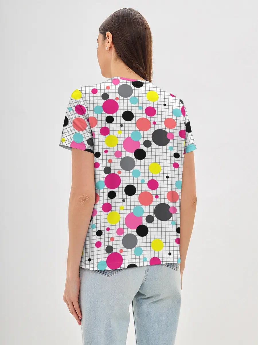 Женская базовая футболка / Горох разноцветный.