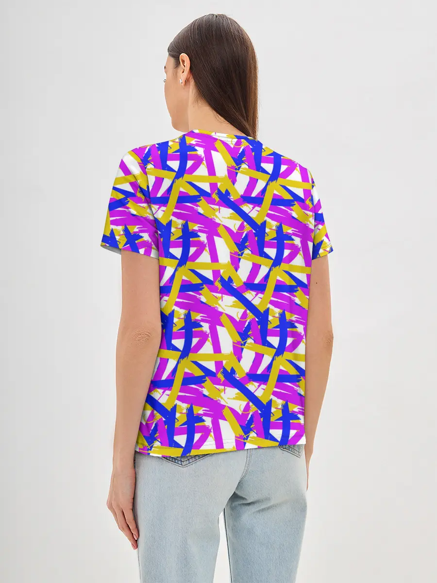 Женская базовая футболка / абстракция из ярких полос
