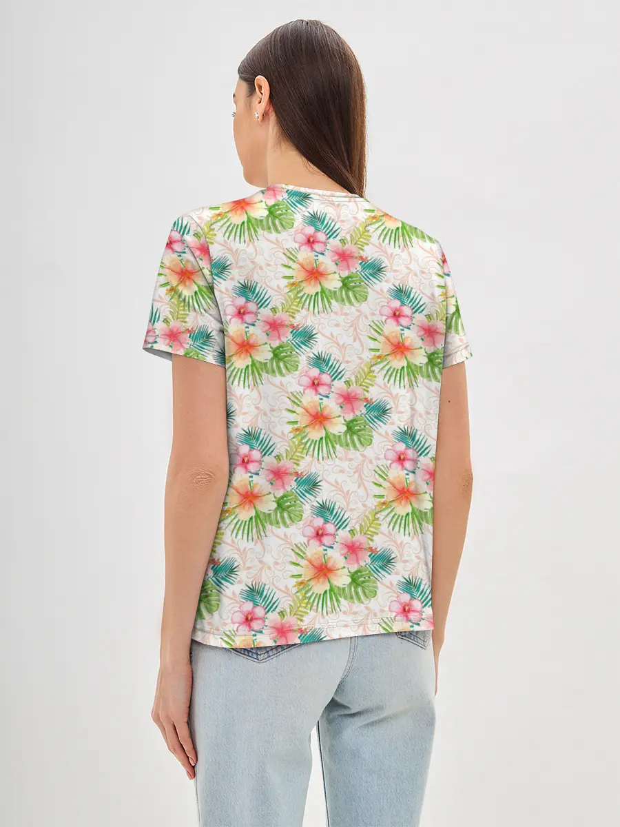 Женская базовая футболка / Гавайские цветы