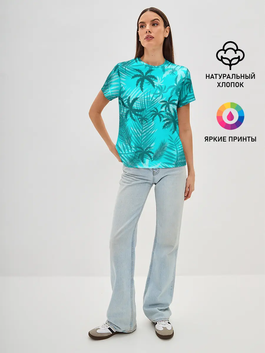 Женская базовая футболка / НЕОНОВЫЕ ПАЛЬМЫ