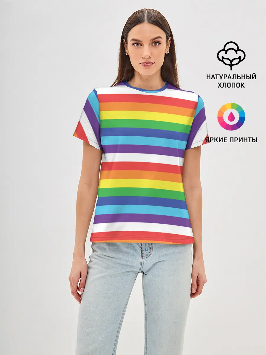 Женская базовая футболка / Радужные полосы