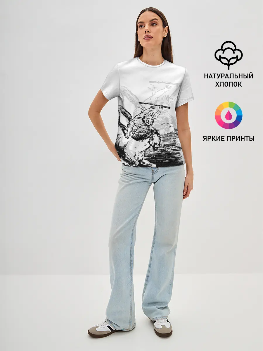 Женская базовая футболка / A demon on a horse