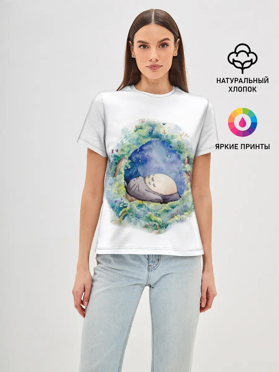 Женская базовая футболка / Тоторо спит