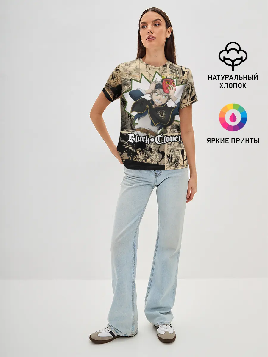 Женская базовая футболка / Черный Клевер