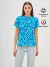 Женская базовая футболка / Неоновые синие узоры