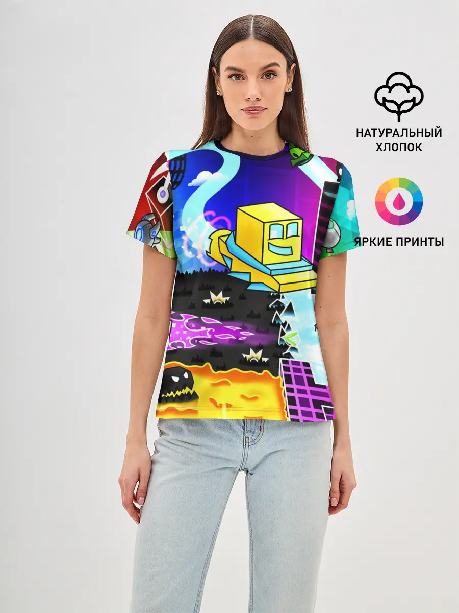 Женская базовая футболка / GEOMETRY DASH / ГЕОМЕТРИ ДАШ