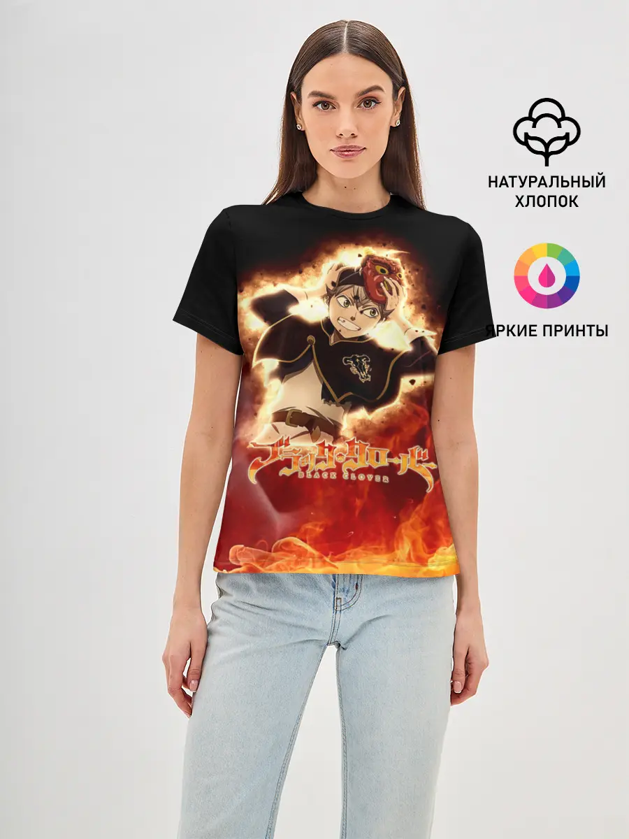 Женская базовая футболка / Аста в маске огонь и пламя