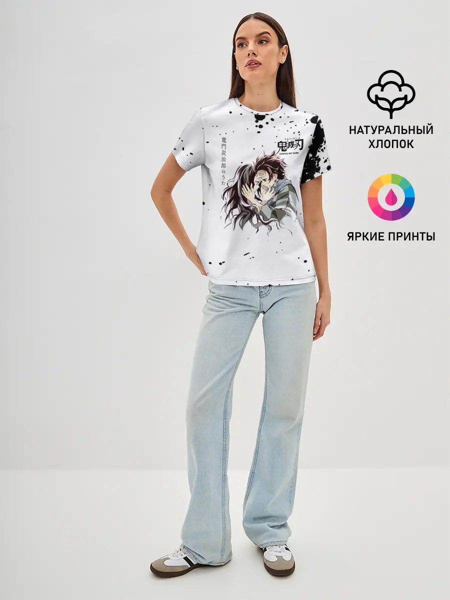 Женская базовая футболка / Танджиро и Незуко Камадо