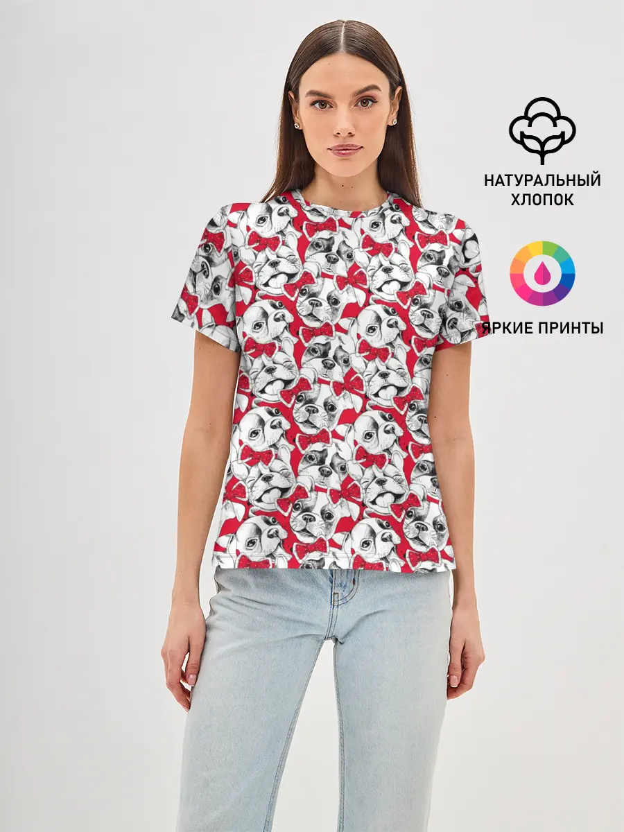 Женская базовая футболка / Французский Бульдог