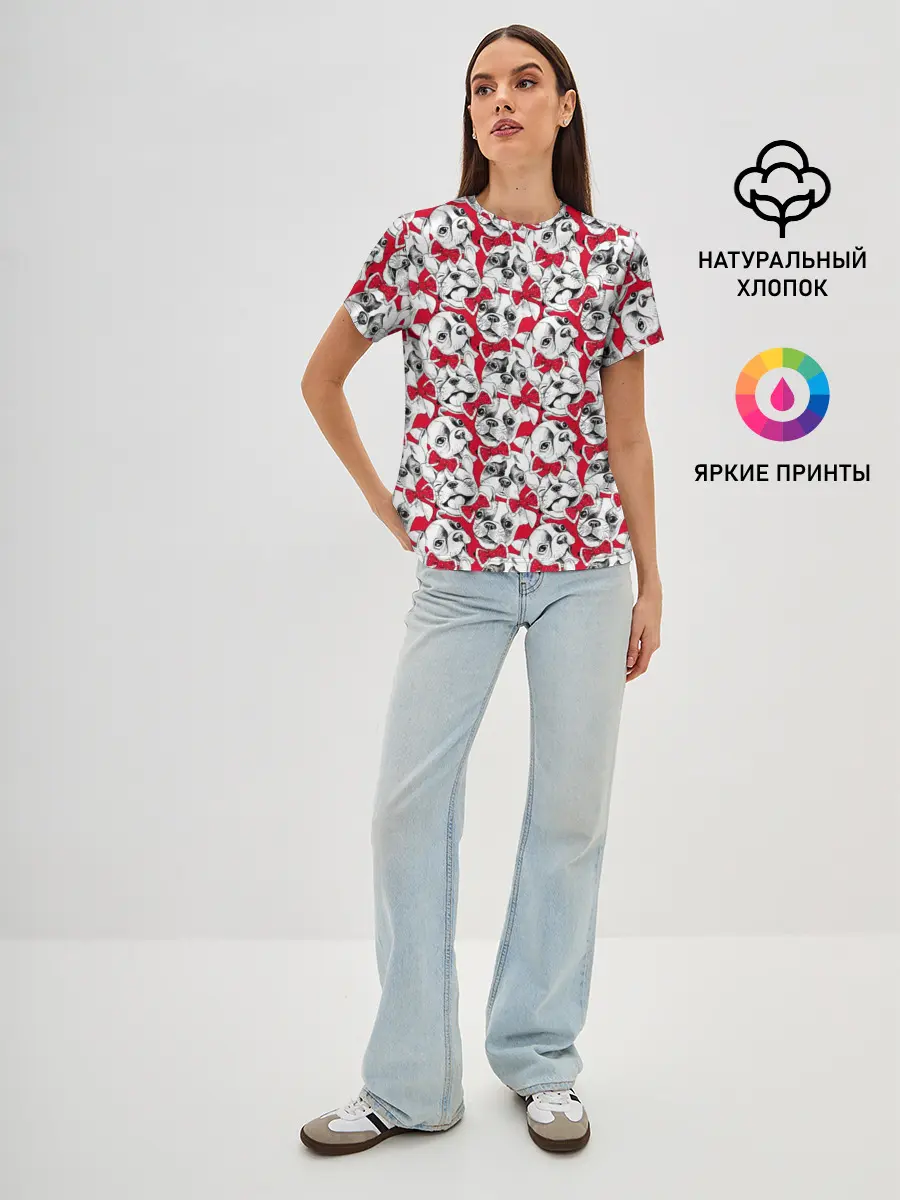 Женская базовая футболка / Французский Бульдог