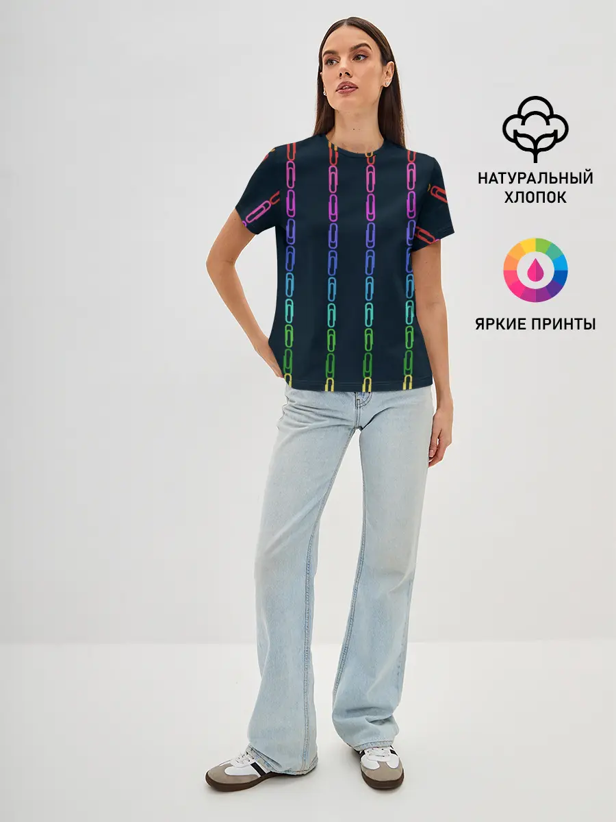 Женская базовая футболка / скрепки