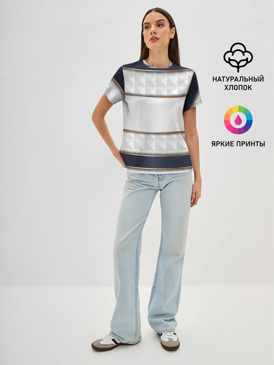 Женская базовая футболка / White 3d lines