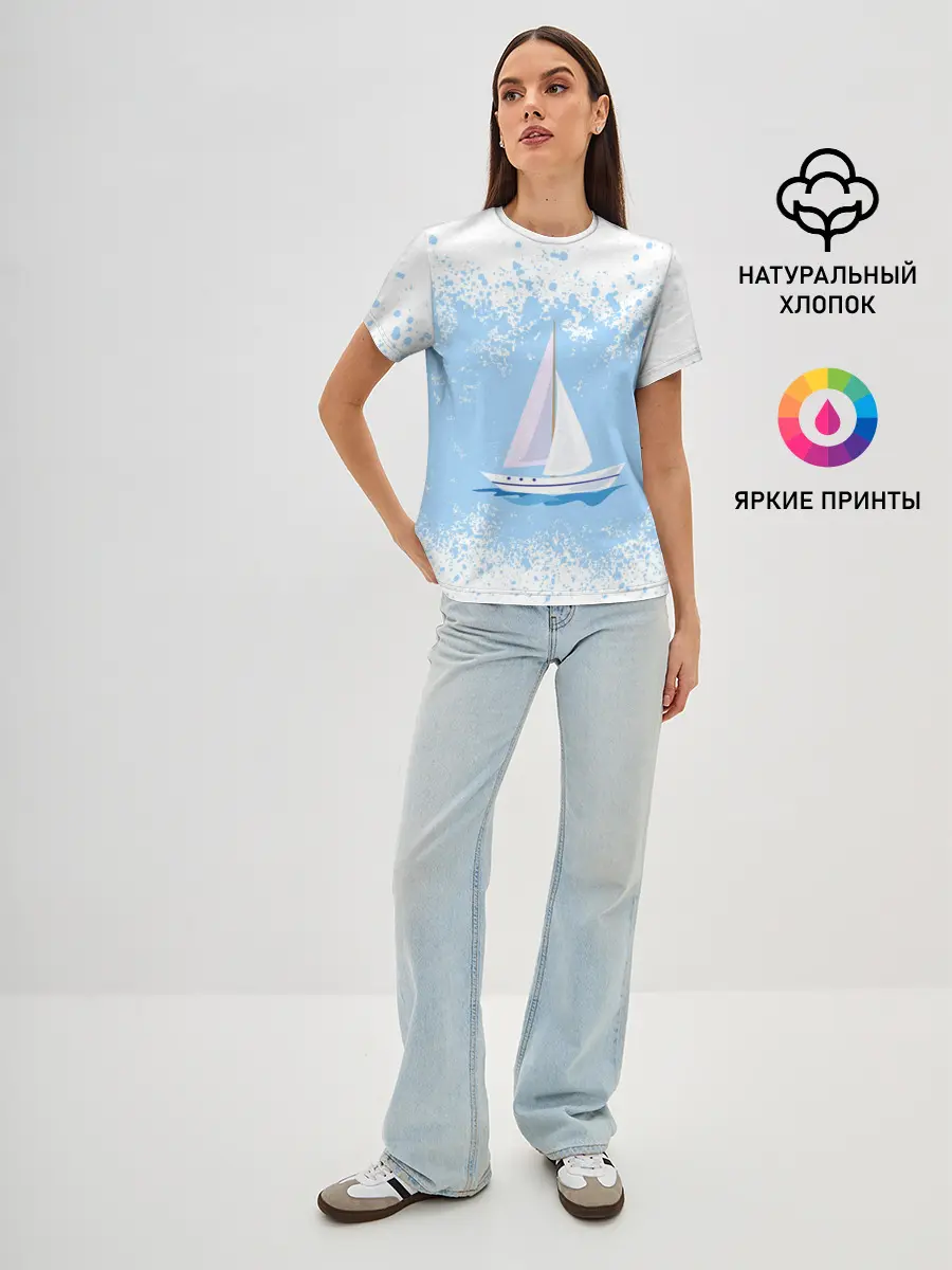 Женская базовая футболка / ОДИНОКАЯ ЛОДКА | SAILBOAT