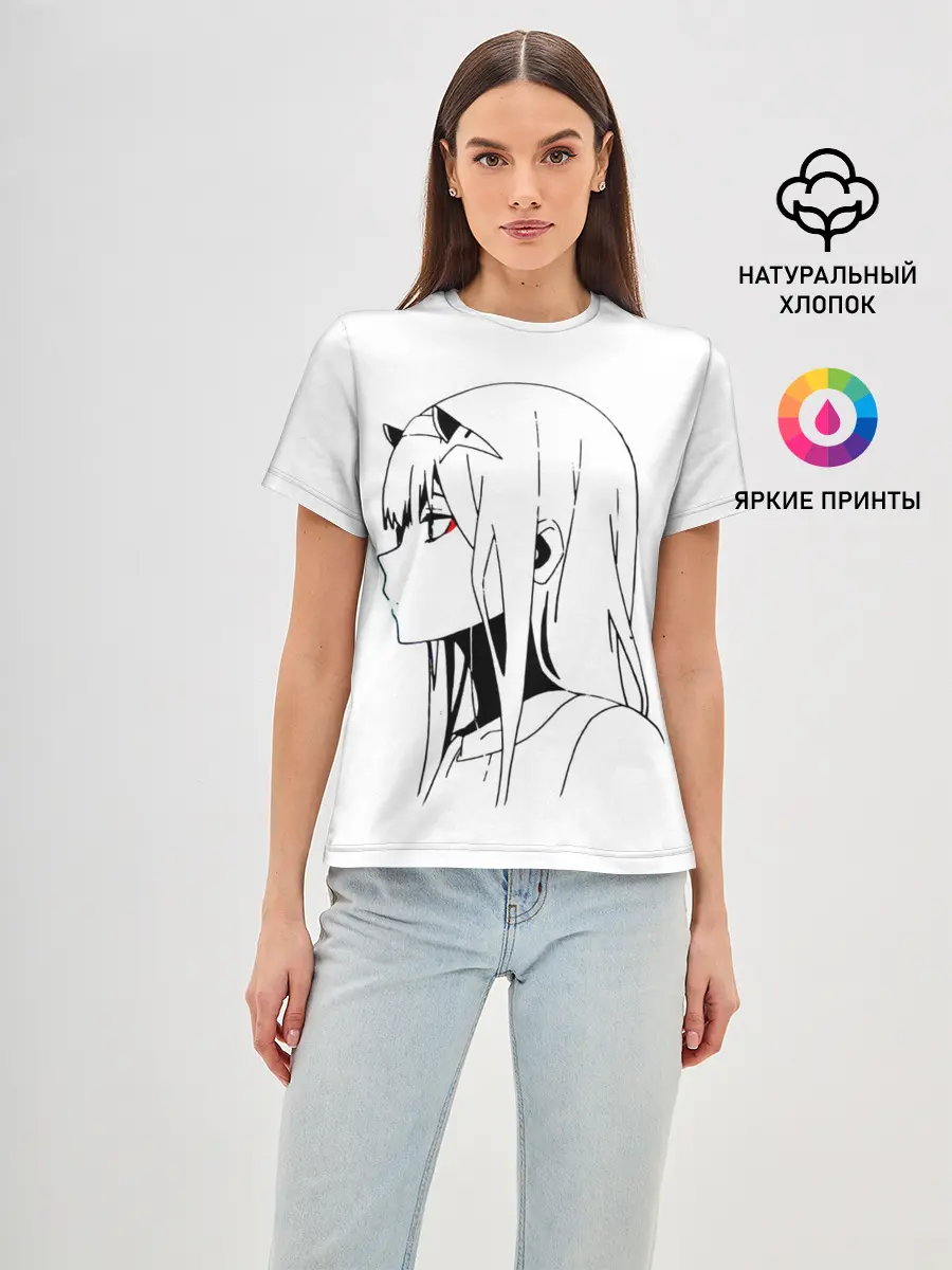 Женская базовая футболка / Ноль Два. Контур