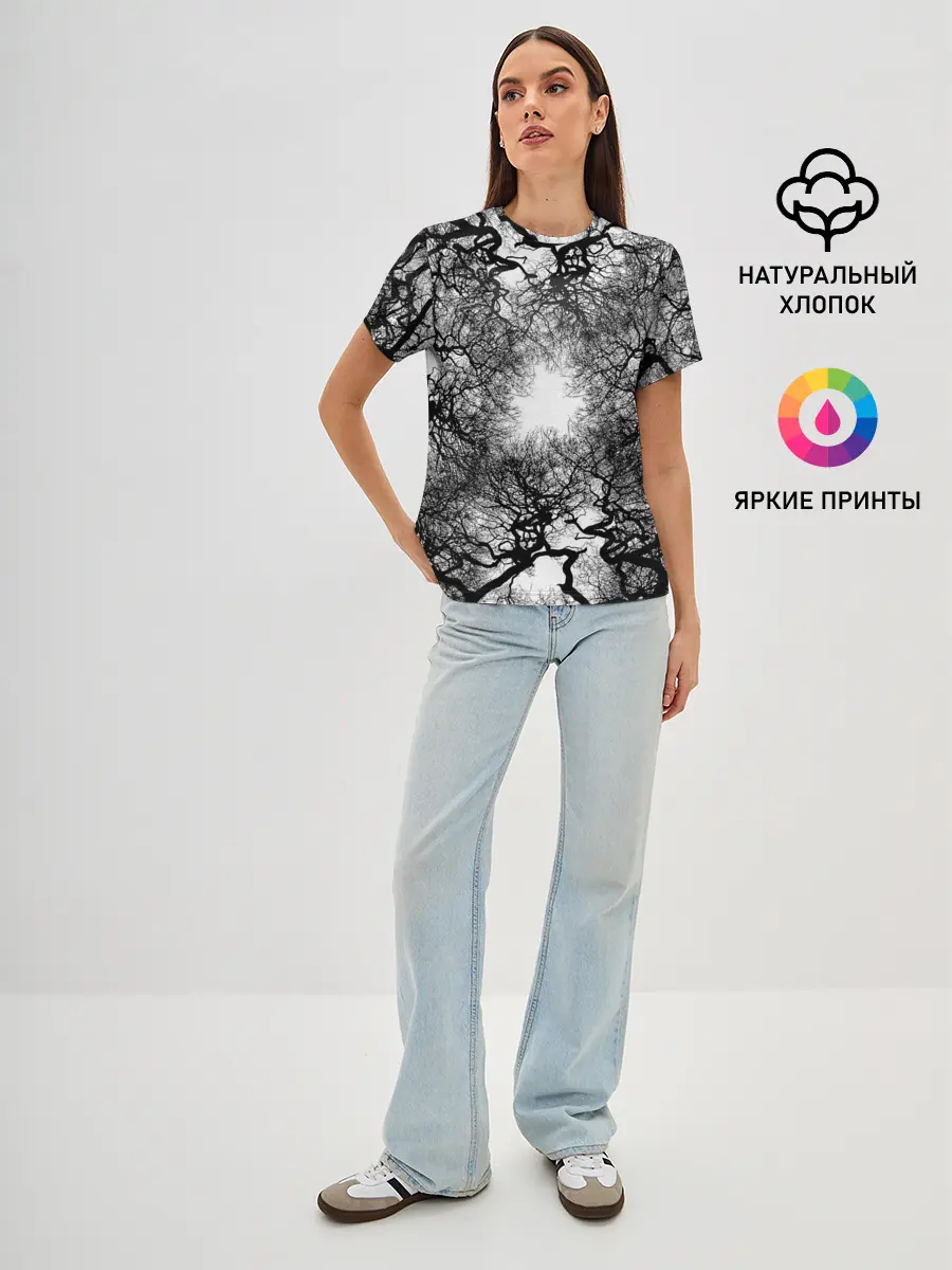 Женская базовая футболка / Texture Branches