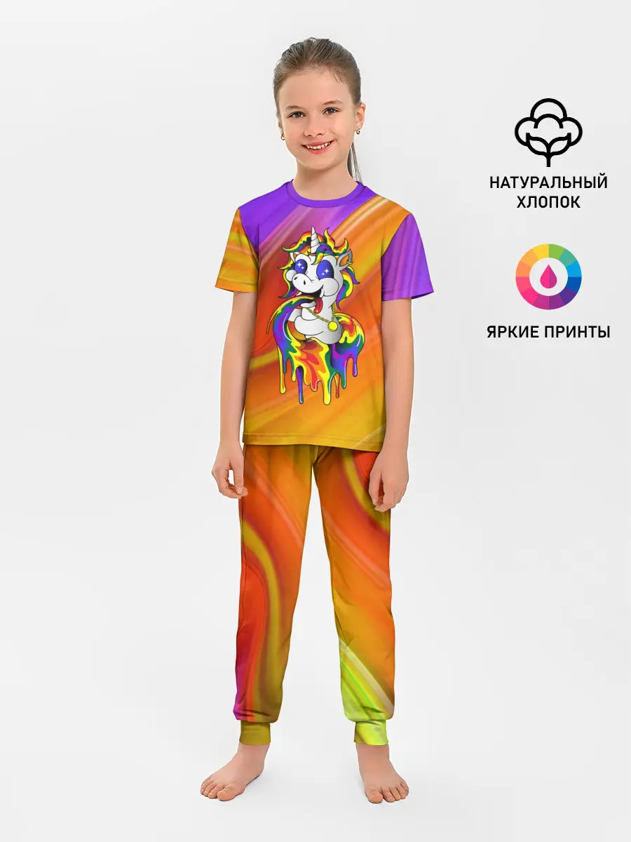 Детская пижама с брюками / Единорог | Unicorn | Rainbow