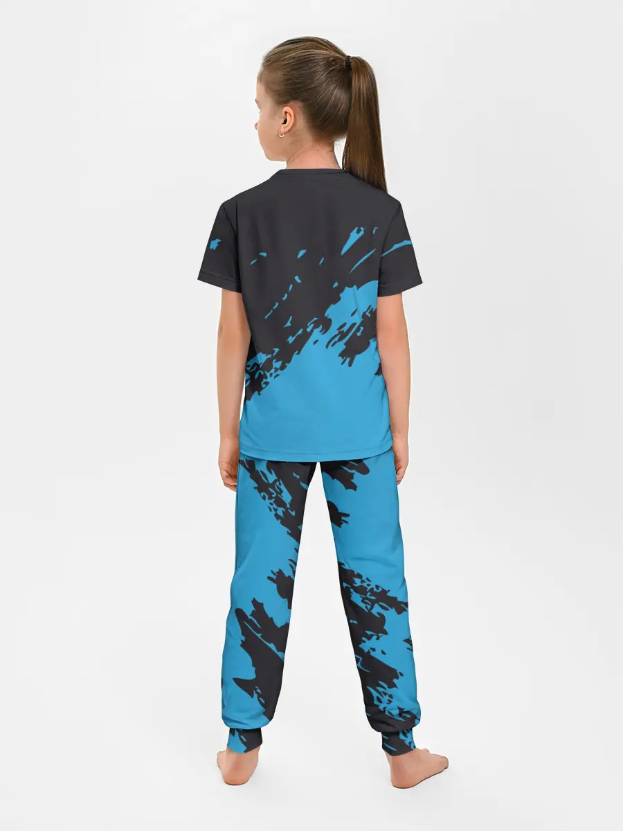Детская пижама с брюками / One Piece синий всплеск