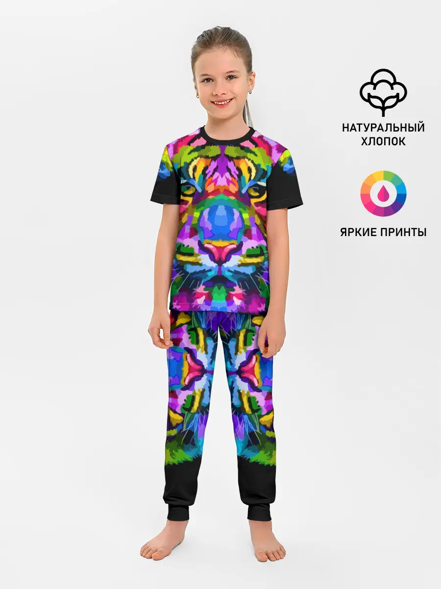 Детская пижама с брюками / Neon tiger